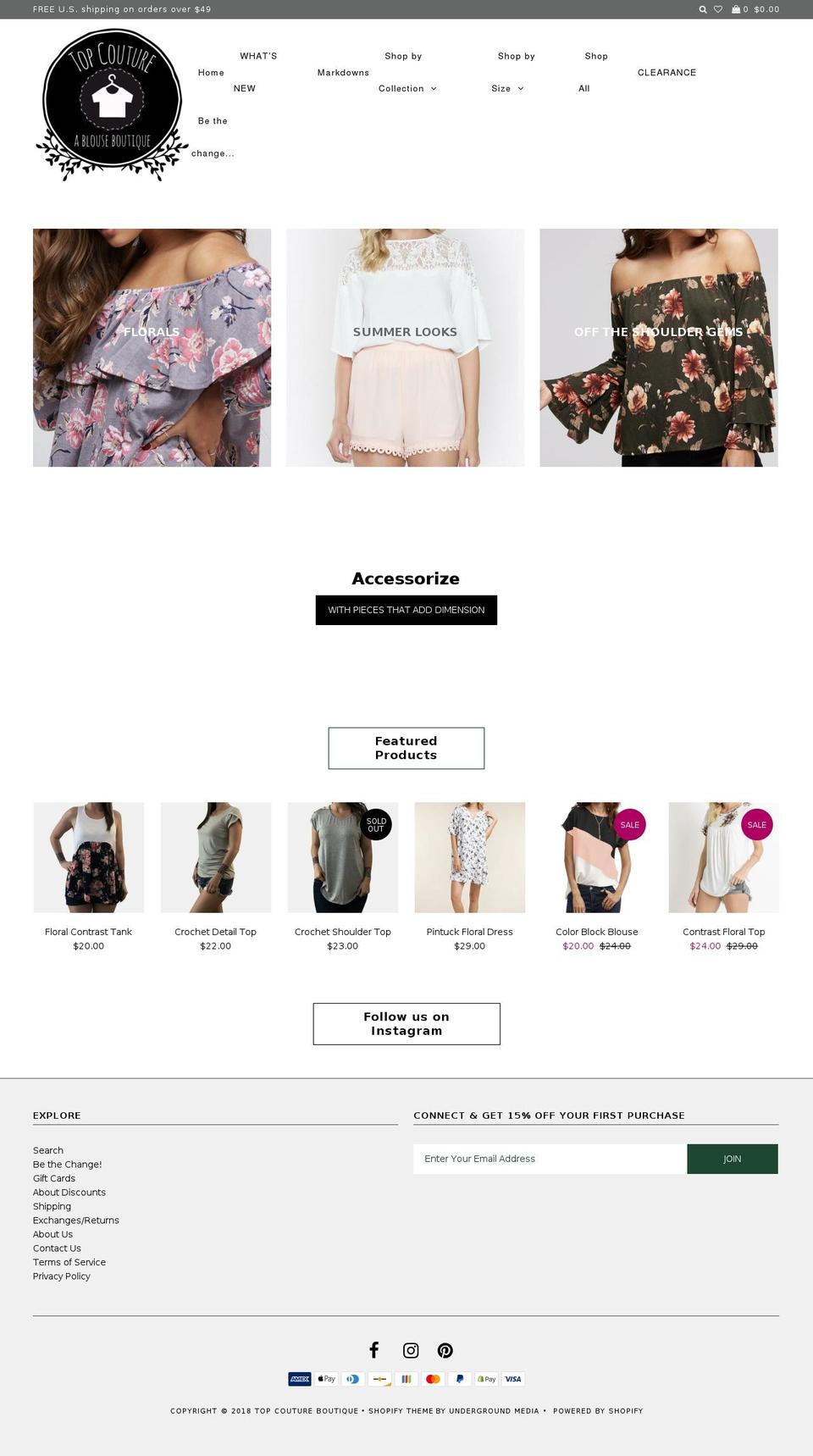 topcoutureboutique.com — Shopify storefront screenshot