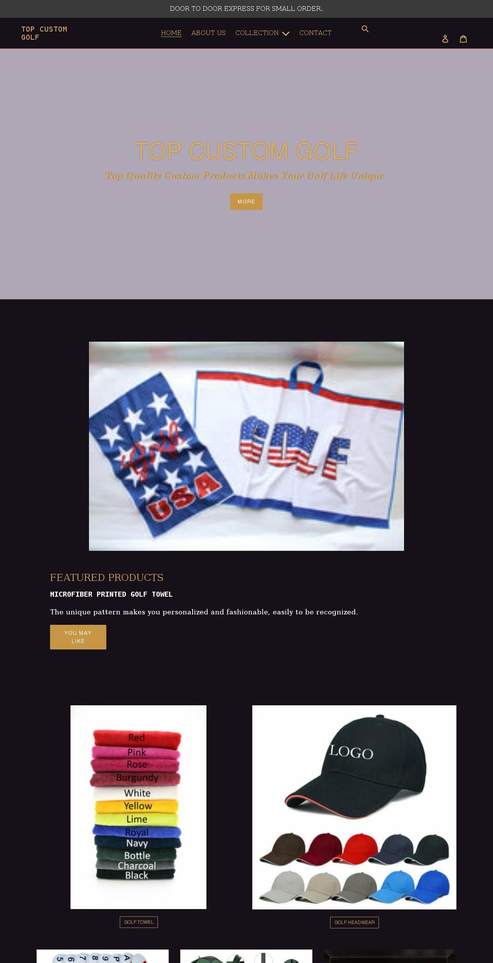 topcustomgolf.com shopify website screenshot