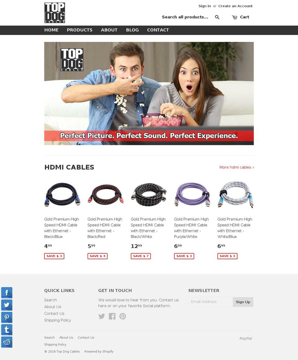 topdogcables.com — Shopify storefront screenshot