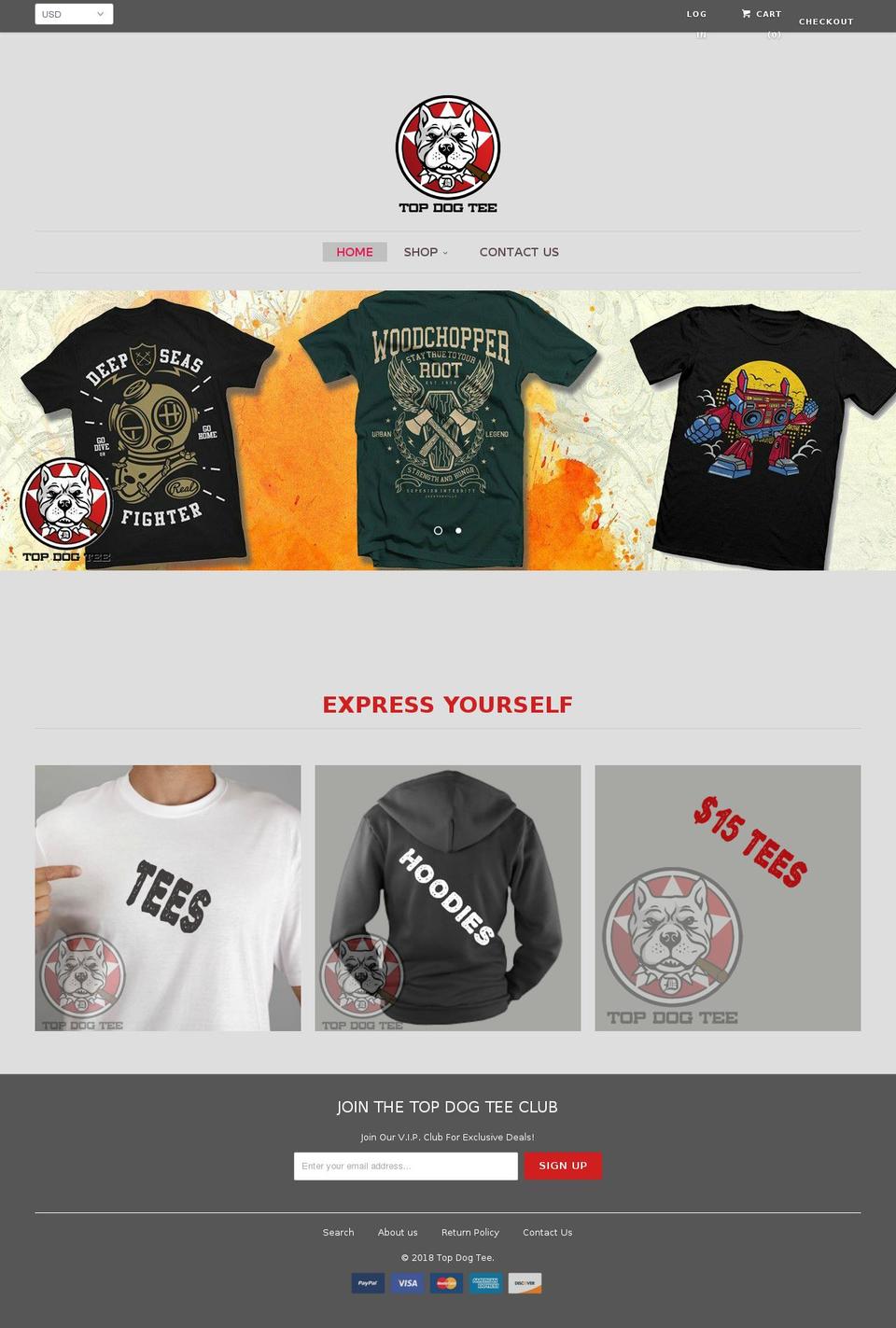 topdogtee.com — Shopify storefront screenshot