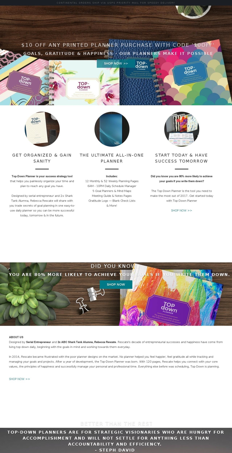 Parallax Shopify theme site example topdownplanner.com