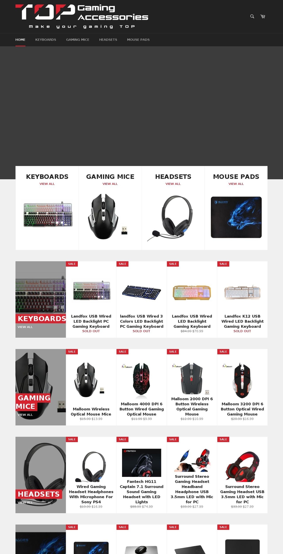 topgamingaccessories.com — Shopify storefront screenshot