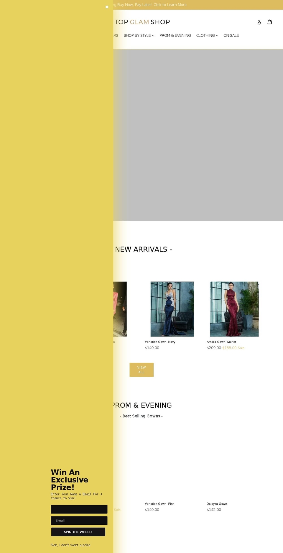 topglamshop.com shopify website screenshot