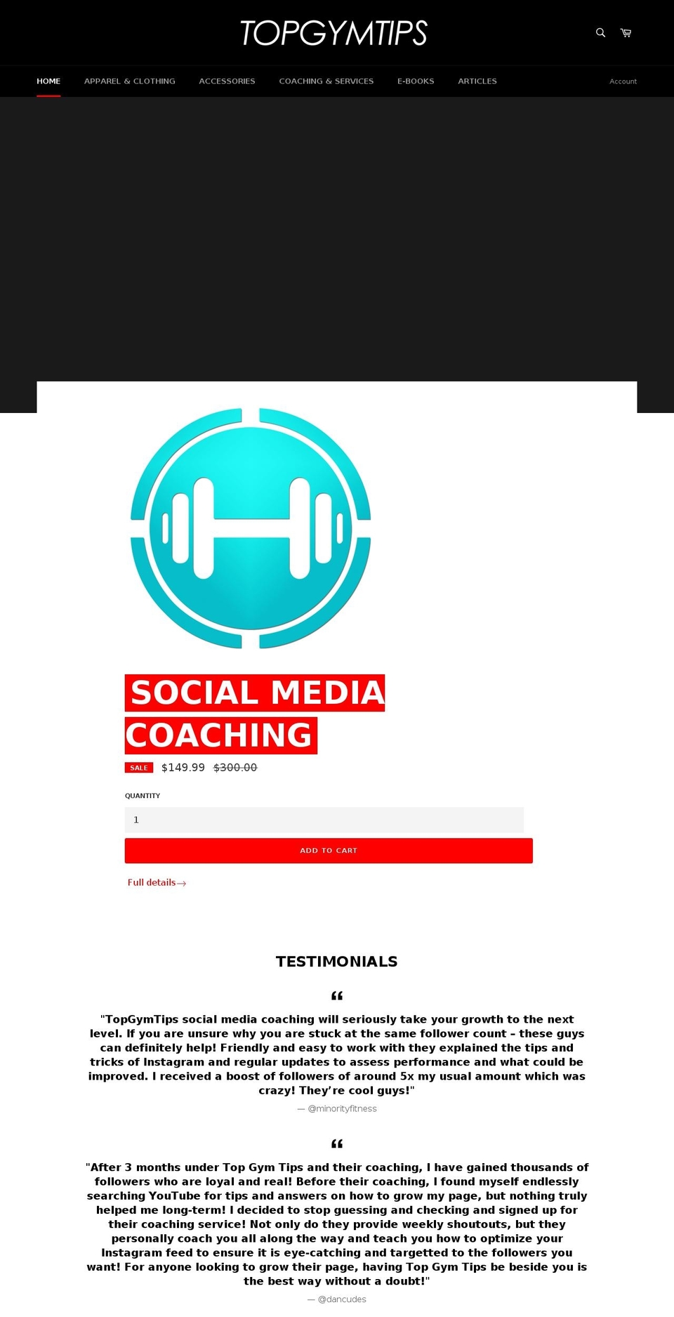 topgymtips.com — Shopify storefront screenshot