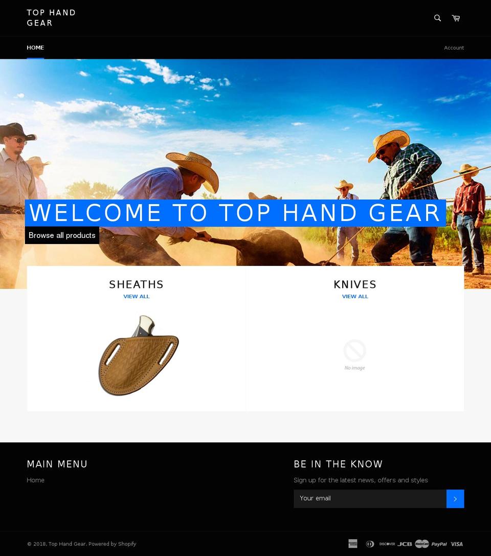 tophandgear.com shopify website screenshot
