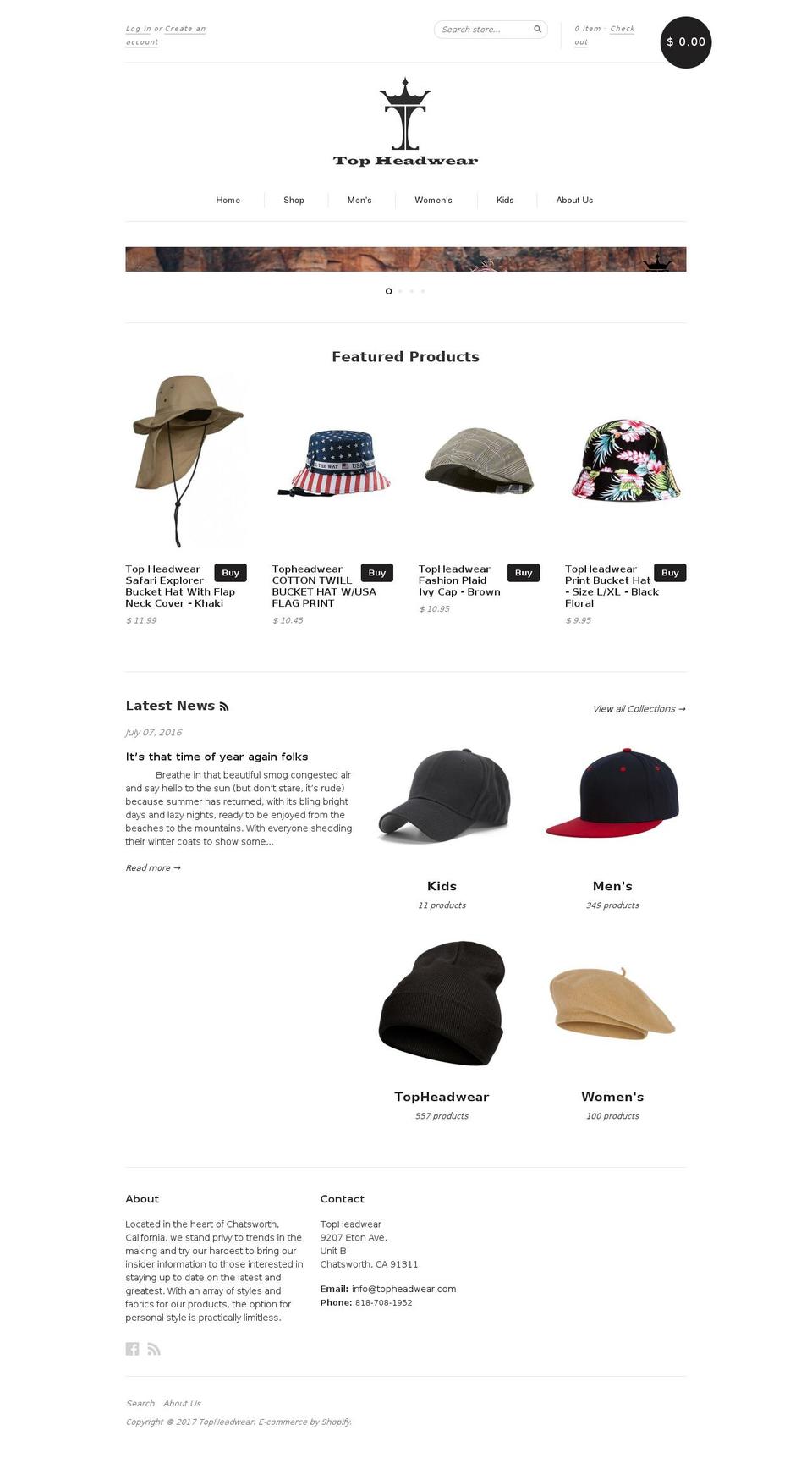 topheadwear.com shopify website screenshot