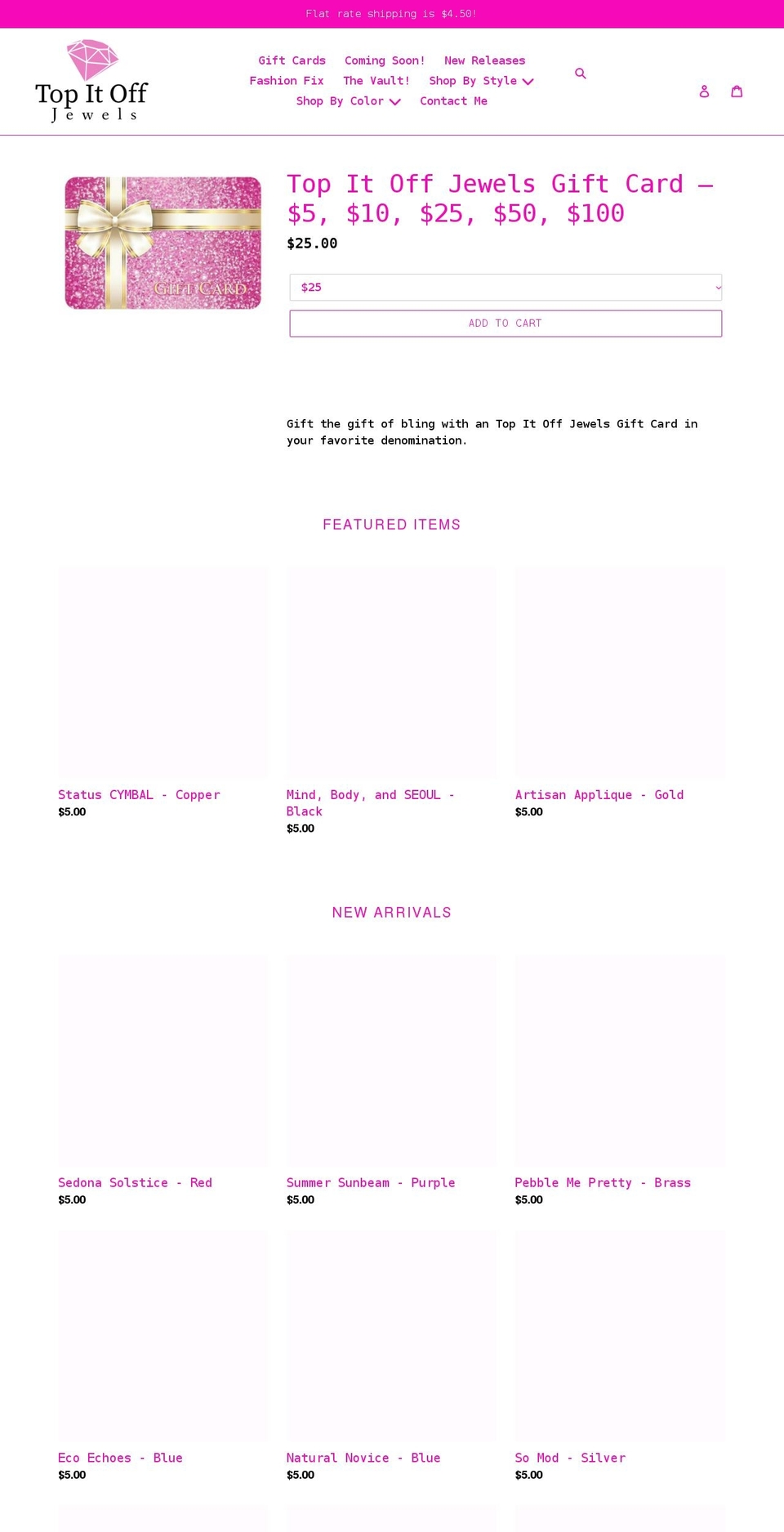 topitoffjewels.com shopify website screenshot