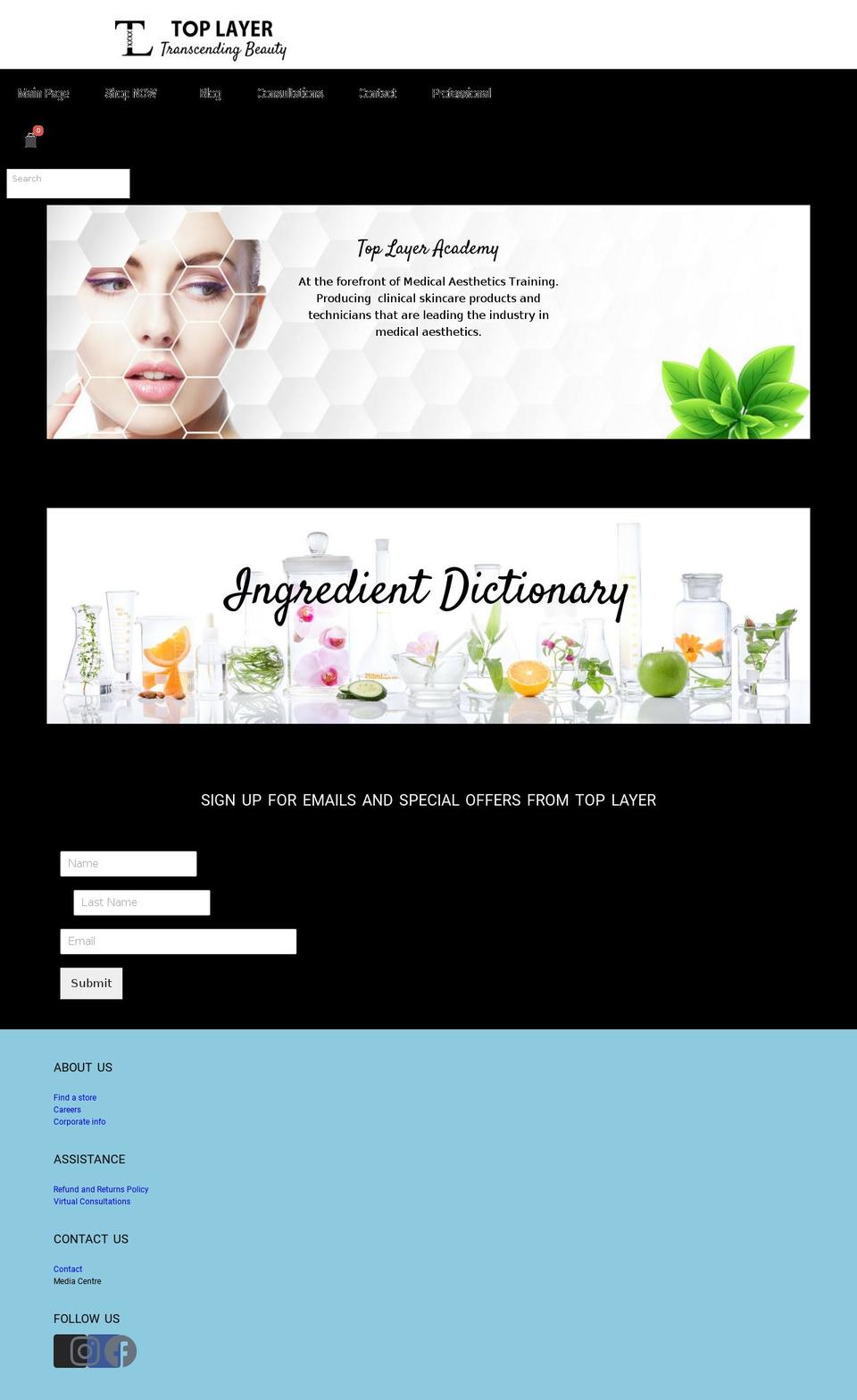 toplayerskincare.com — Shopify storefront screenshot