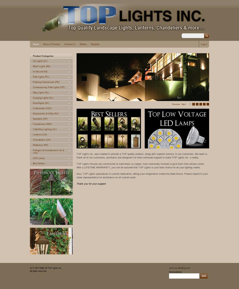 toplightsinc.com shopify website screenshot