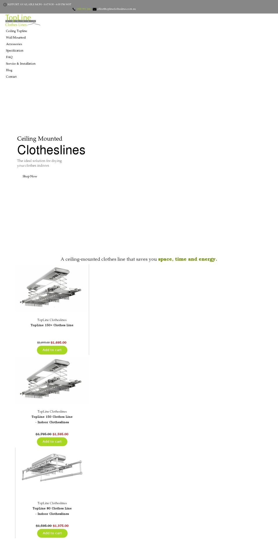 toplineclotheslines.com.au shopify website screenshot