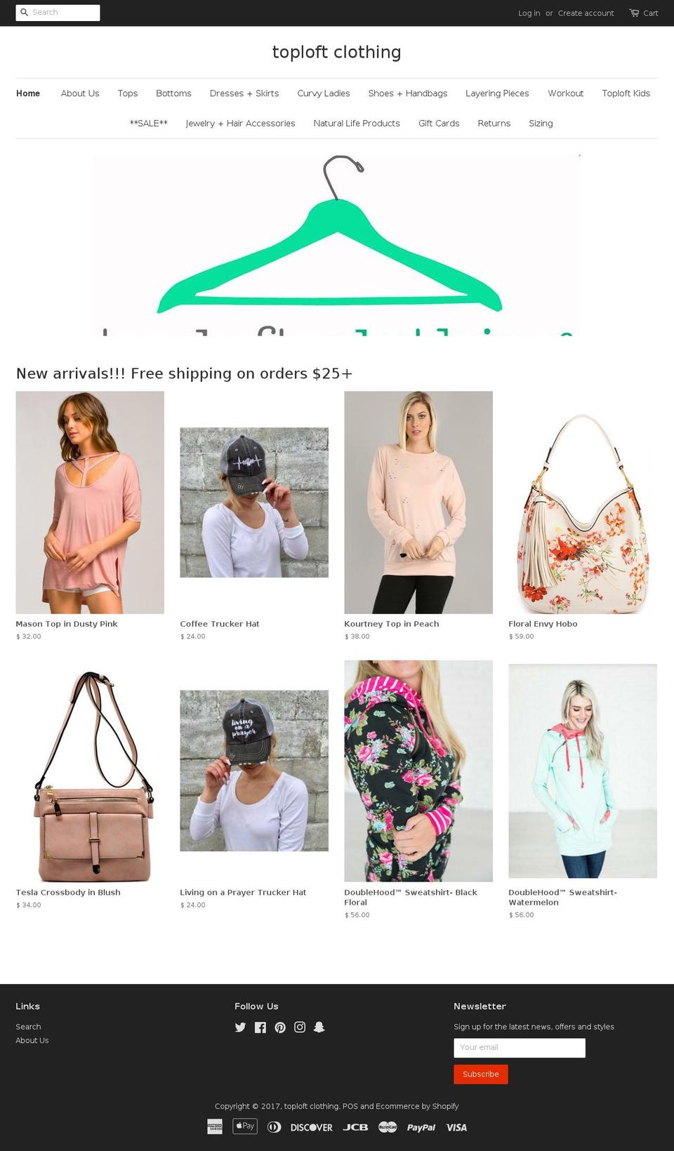 toploftclothing.com shopify website screenshot