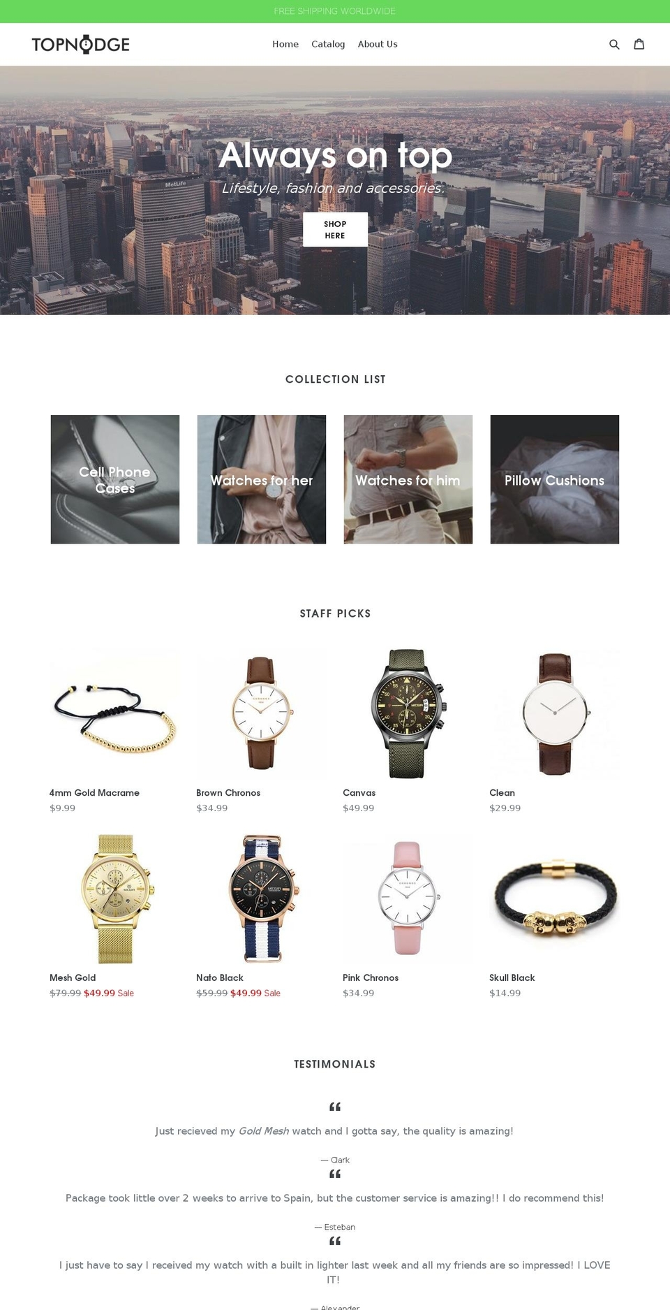 topnodge.com shopify website screenshot