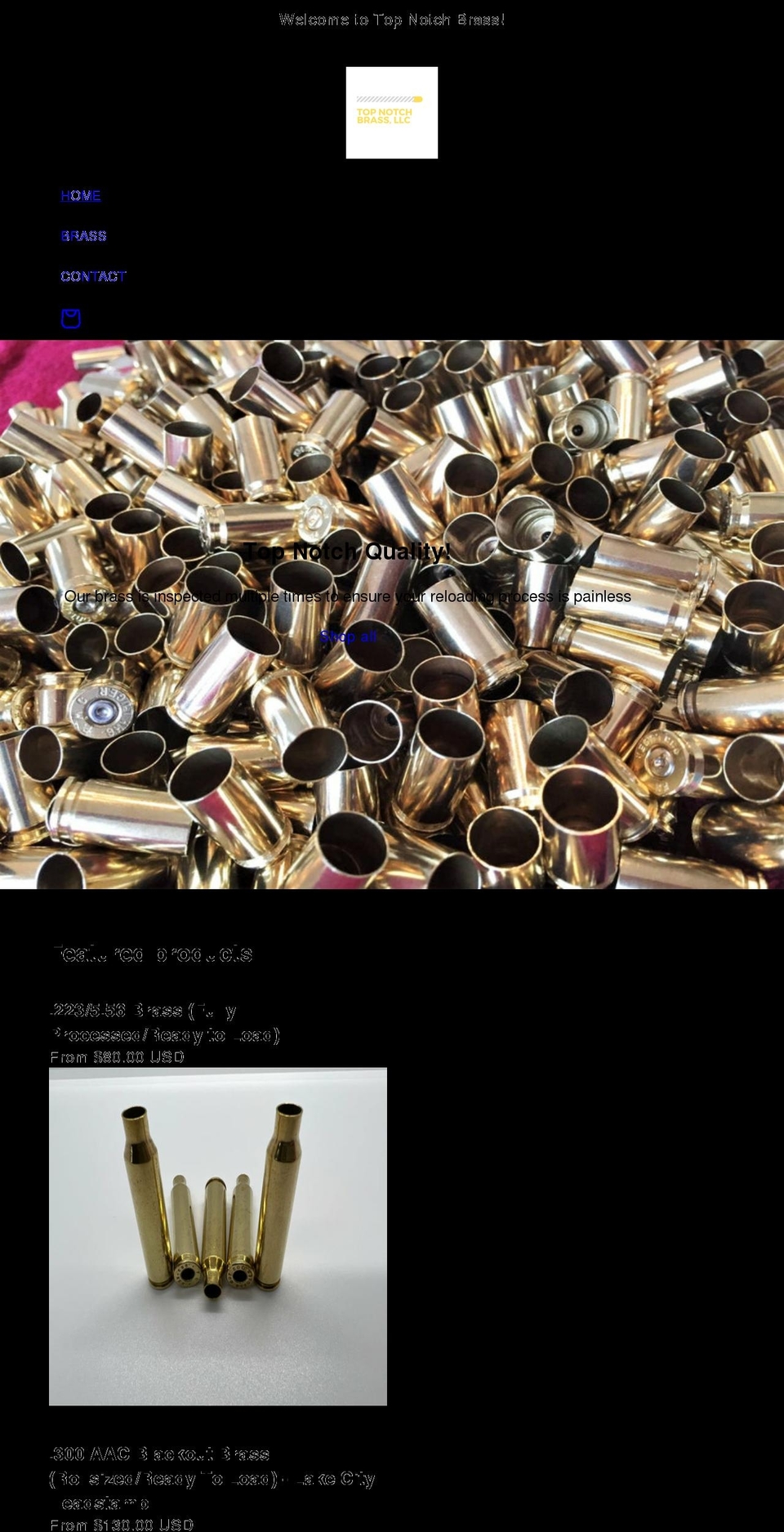 topnotchbrass.net shopify website screenshot