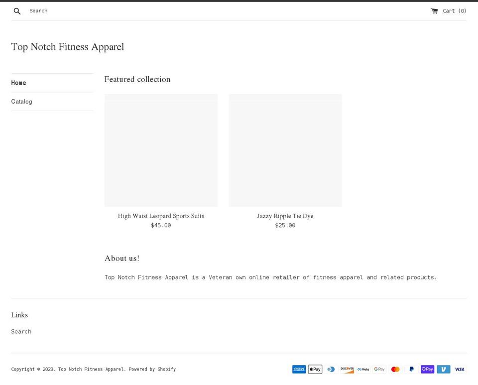 topnotchfitnessapparel.com shopify website screenshot