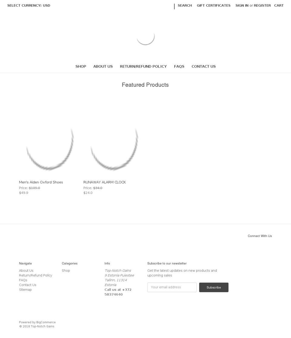 ORG Shopify theme site example topnotchgains.com