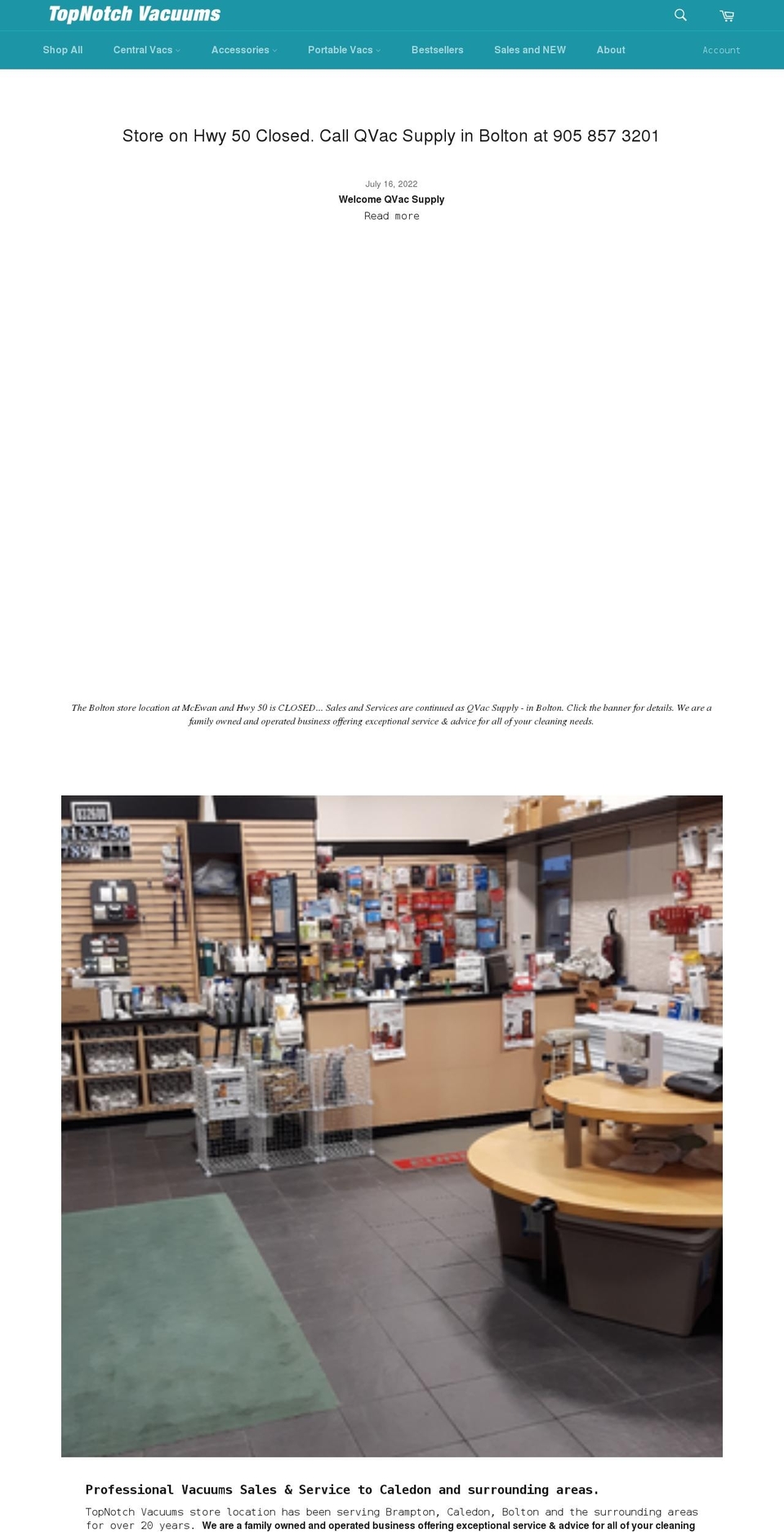 topnotchvacs.com shopify website screenshot