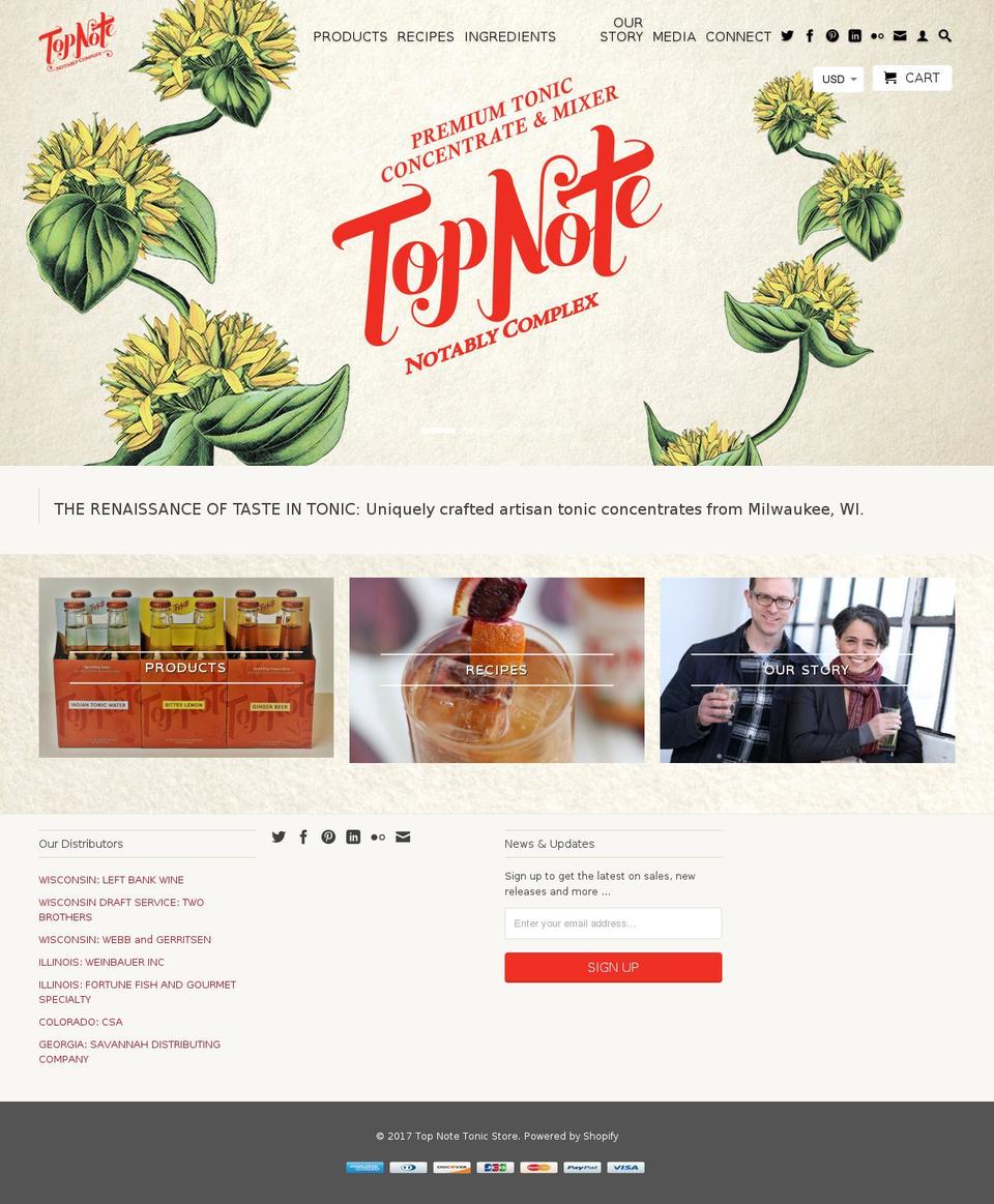 topnotetonic.com shopify website screenshot