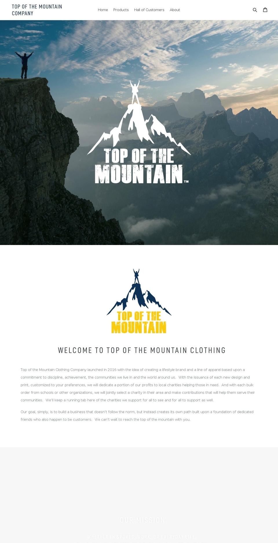 topofthemountaininc.com shopify website screenshot