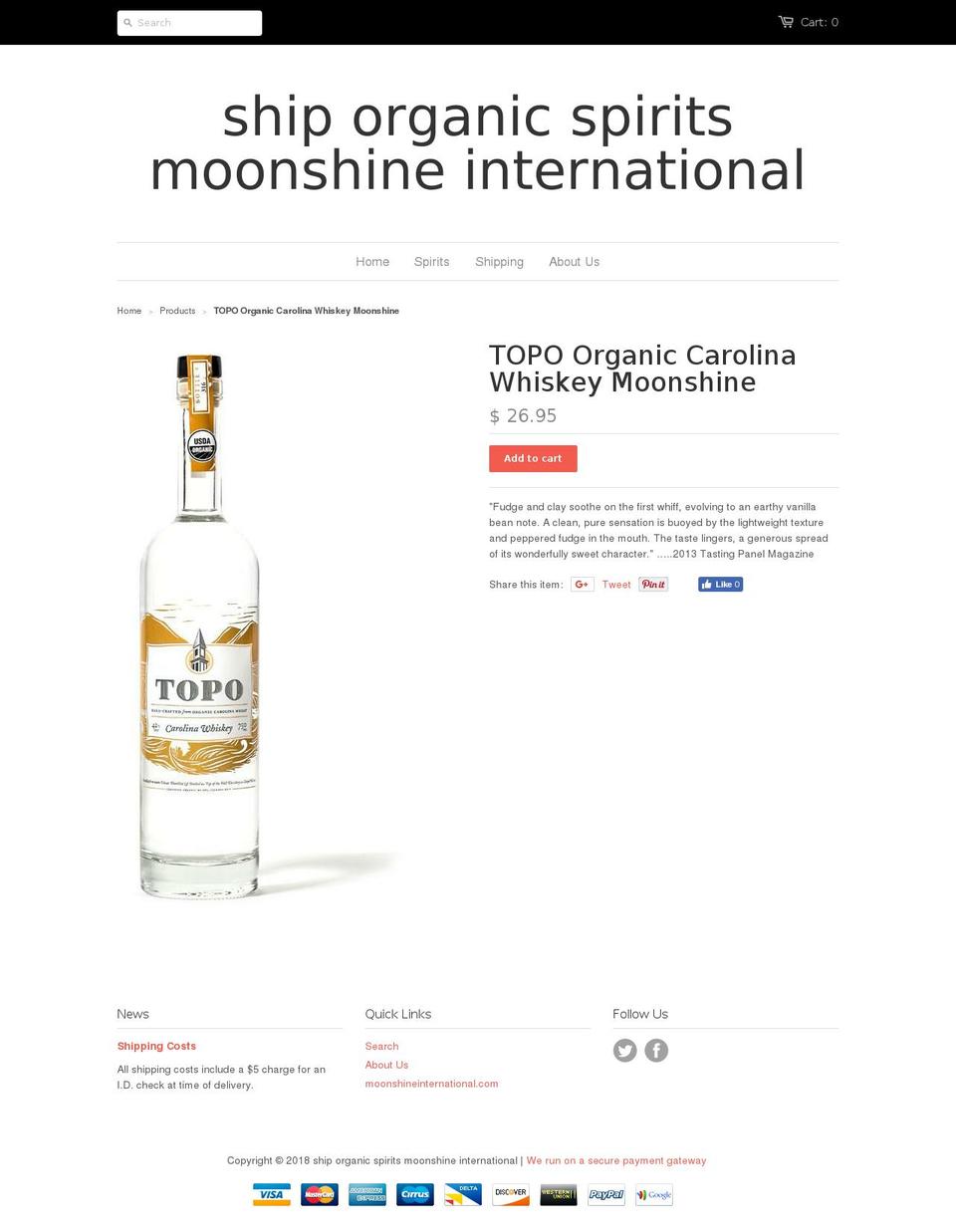 topowhiskey.com — Shopify storefront screenshot