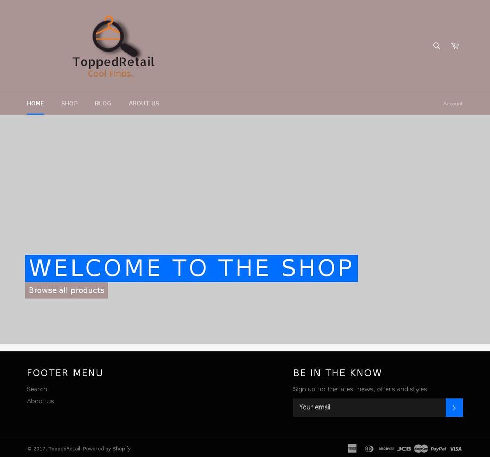 toppedretail.com shopify website screenshot