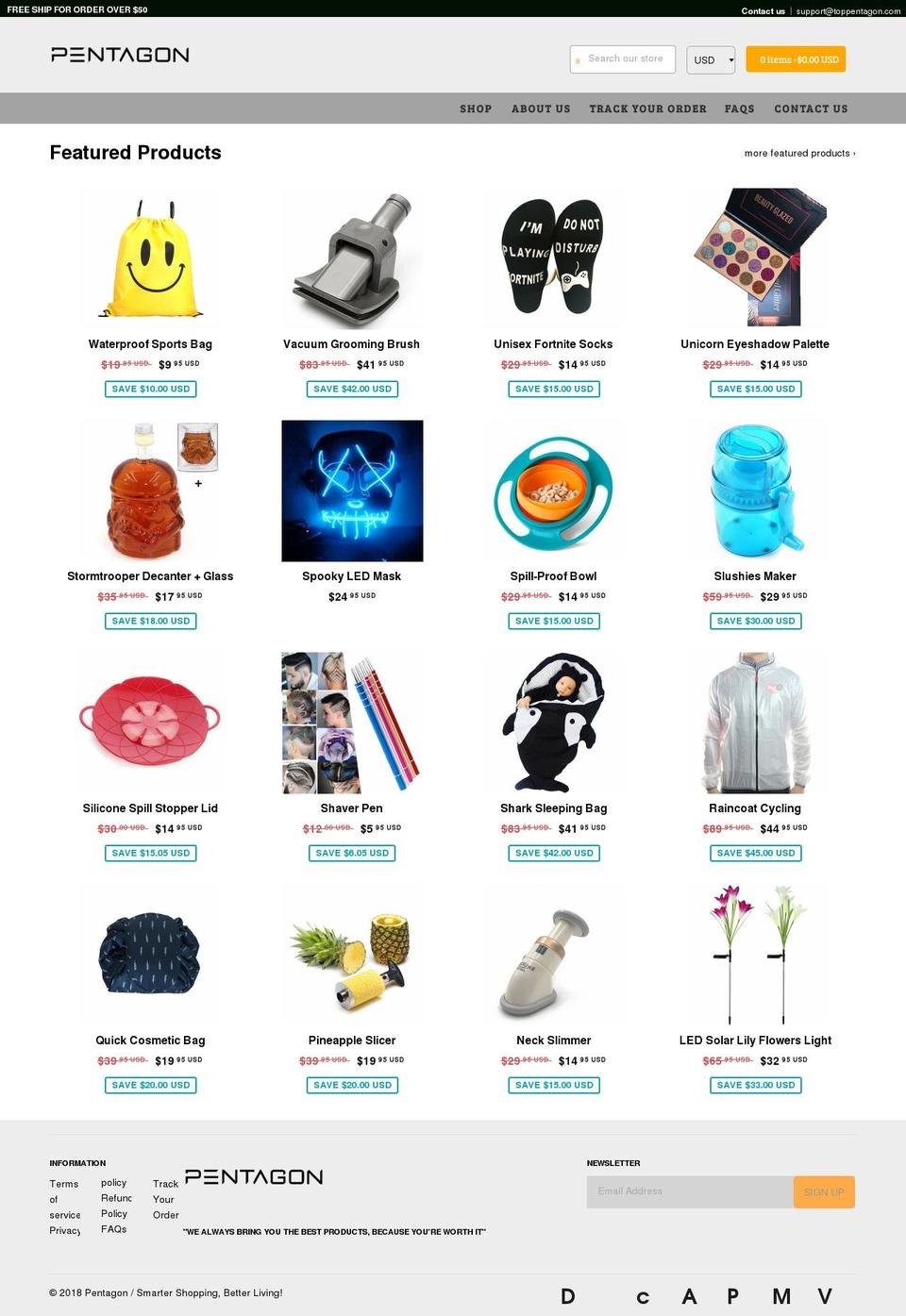 toppentagon.com shopify website screenshot