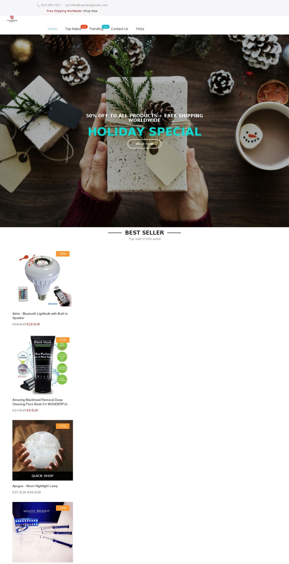 topratedgoods.com — Shopify storefront screenshot