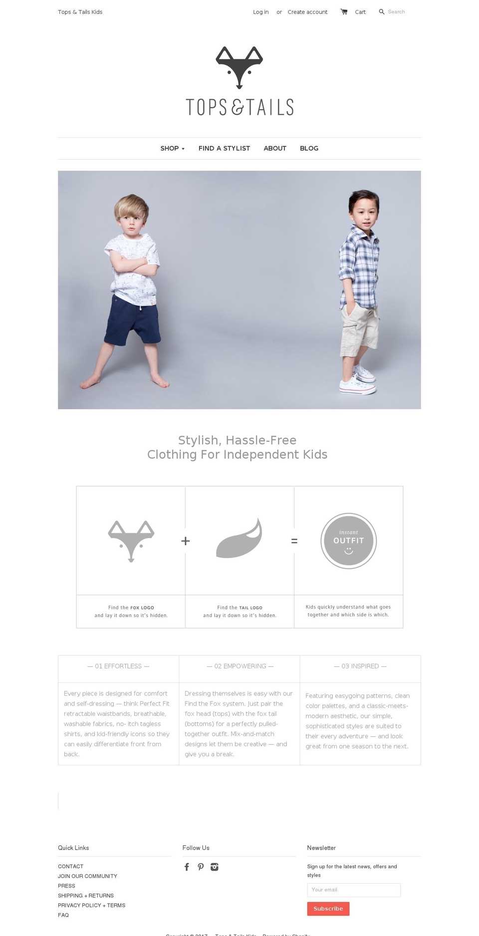 tops-and-tails.com shopify website screenshot