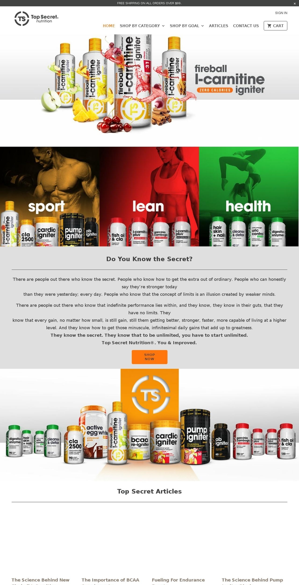 topsecretnutrition.com shopify website screenshot