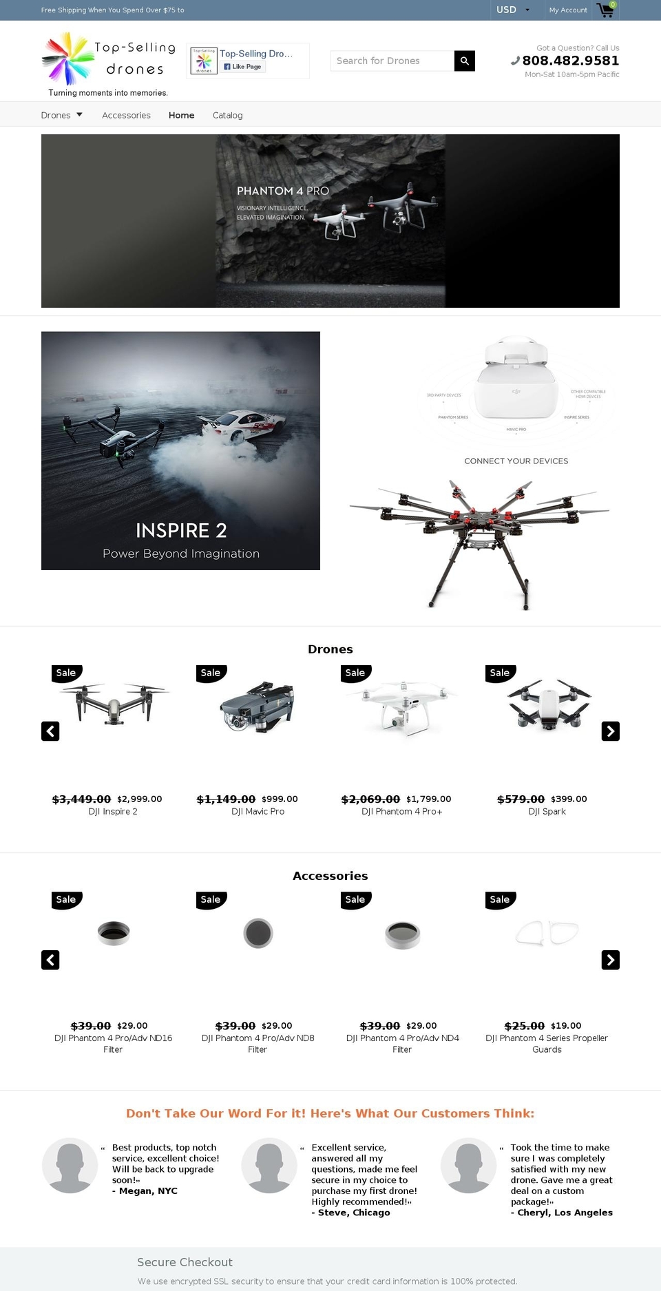 topsellingdrones.com — Shopify storefront screenshot