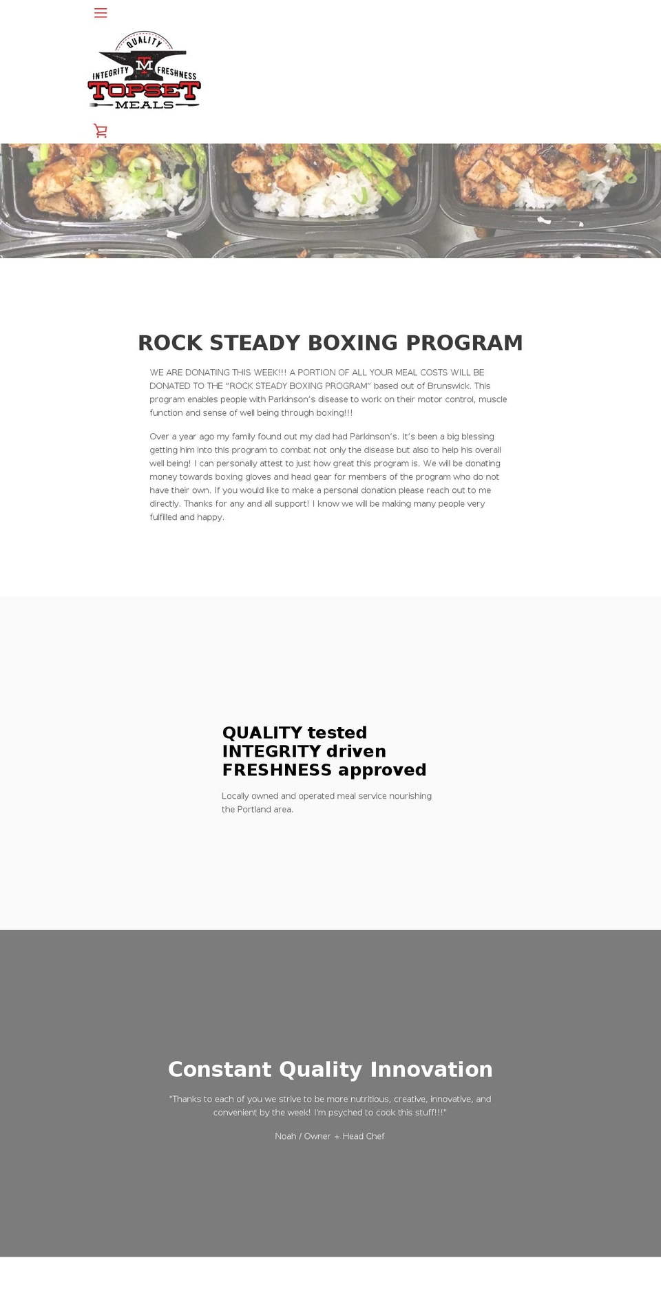 topsetmeals.com — Shopify storefront screenshot