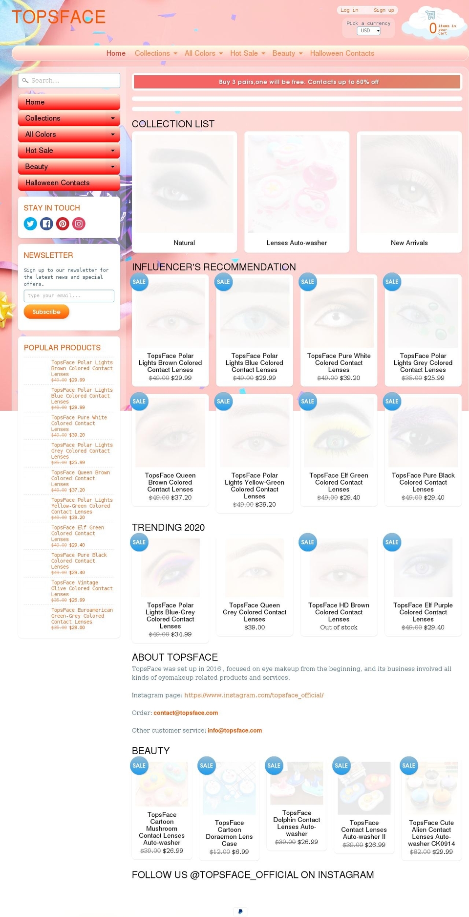 topsface.com shopify website screenshot