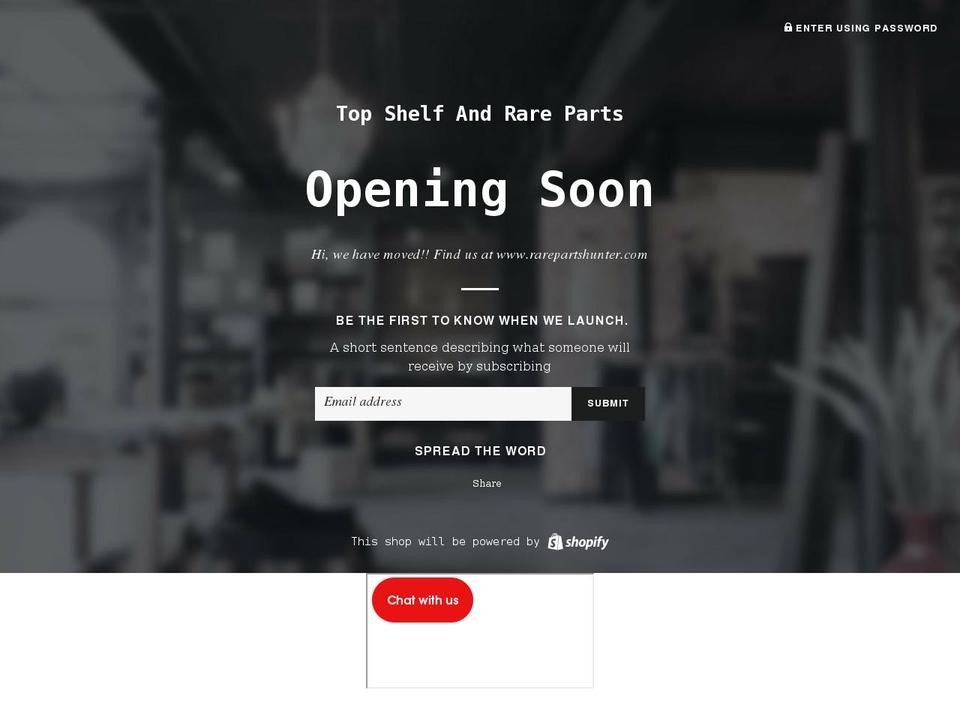 topshelfandrareparts.com — Shopify storefront screenshot
