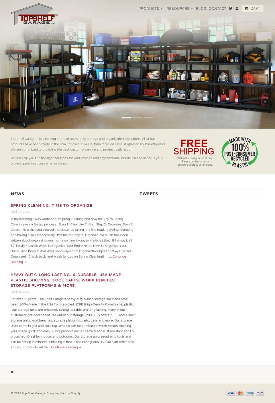 topshelfgarage.com shopify website screenshot