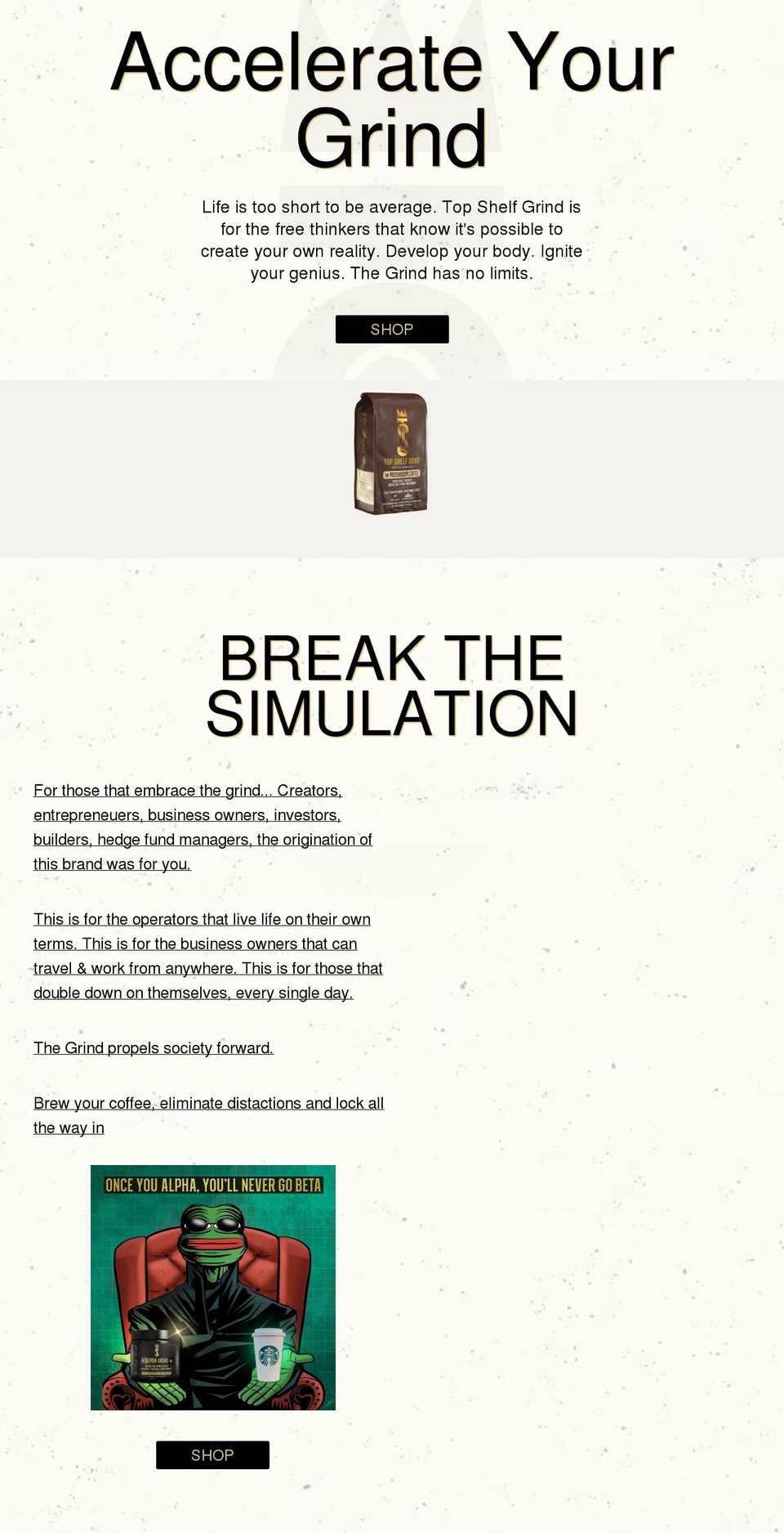 topshelfgrind.com shopify website screenshot