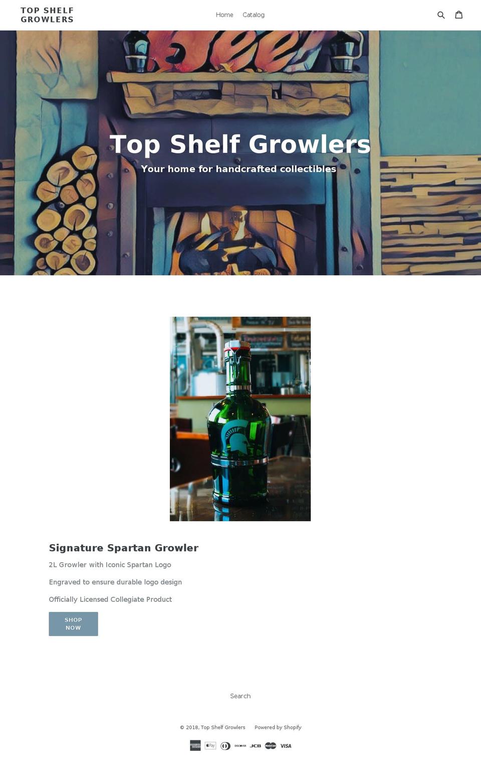 topshelfgrowlers.com — Shopify storefront screenshot