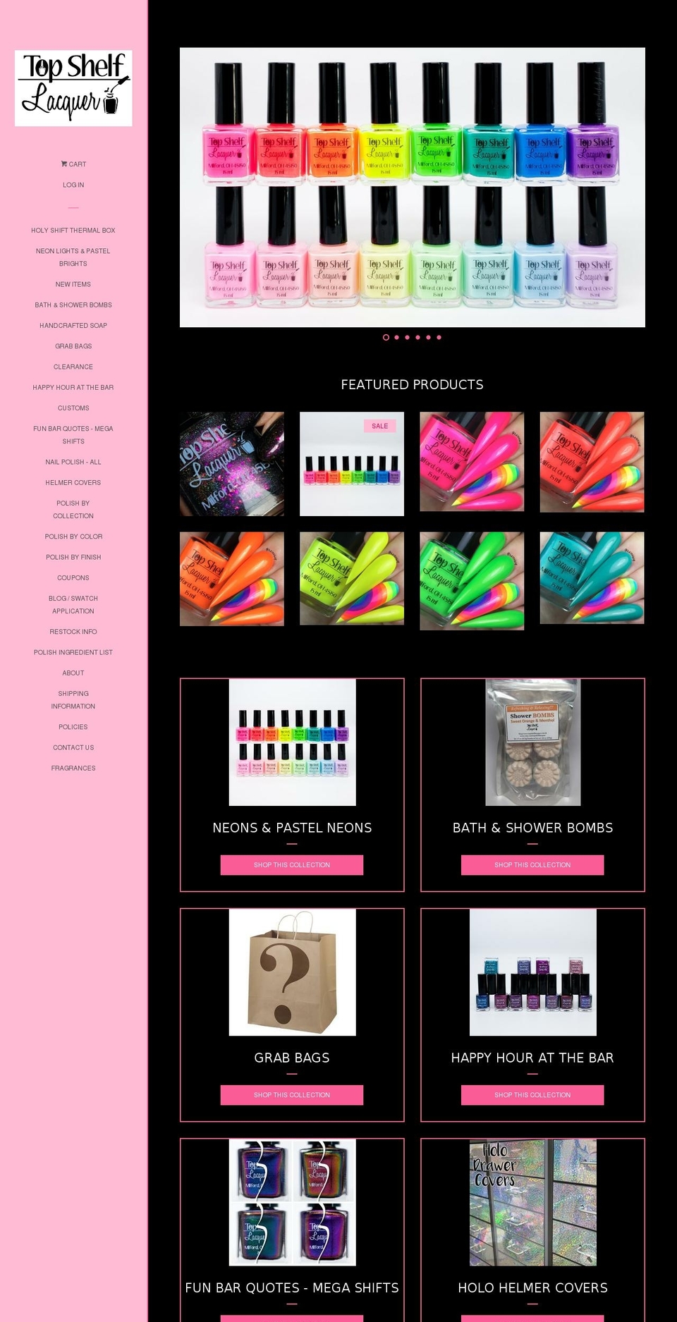 topshelflacquer.com shopify website screenshot