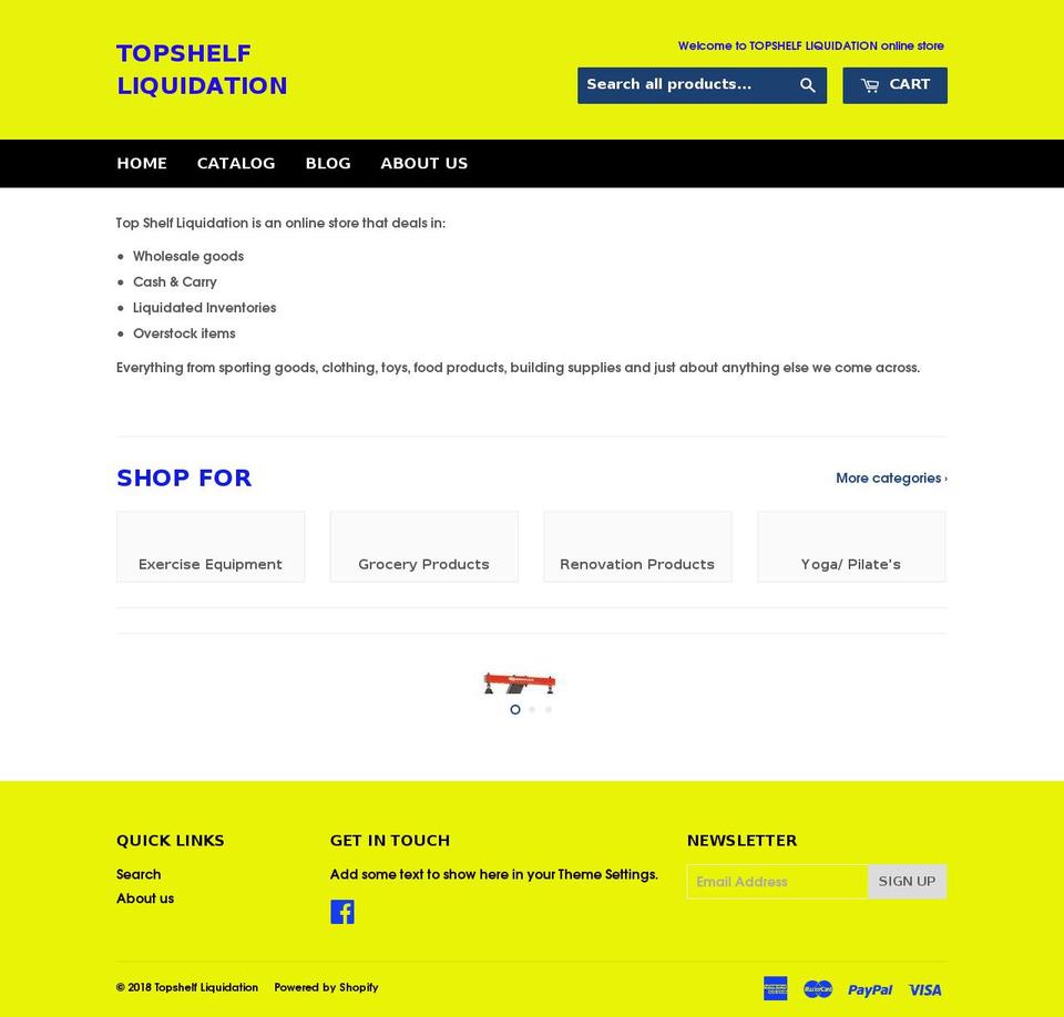 topshelfliquidation.com — Shopify storefront screenshot