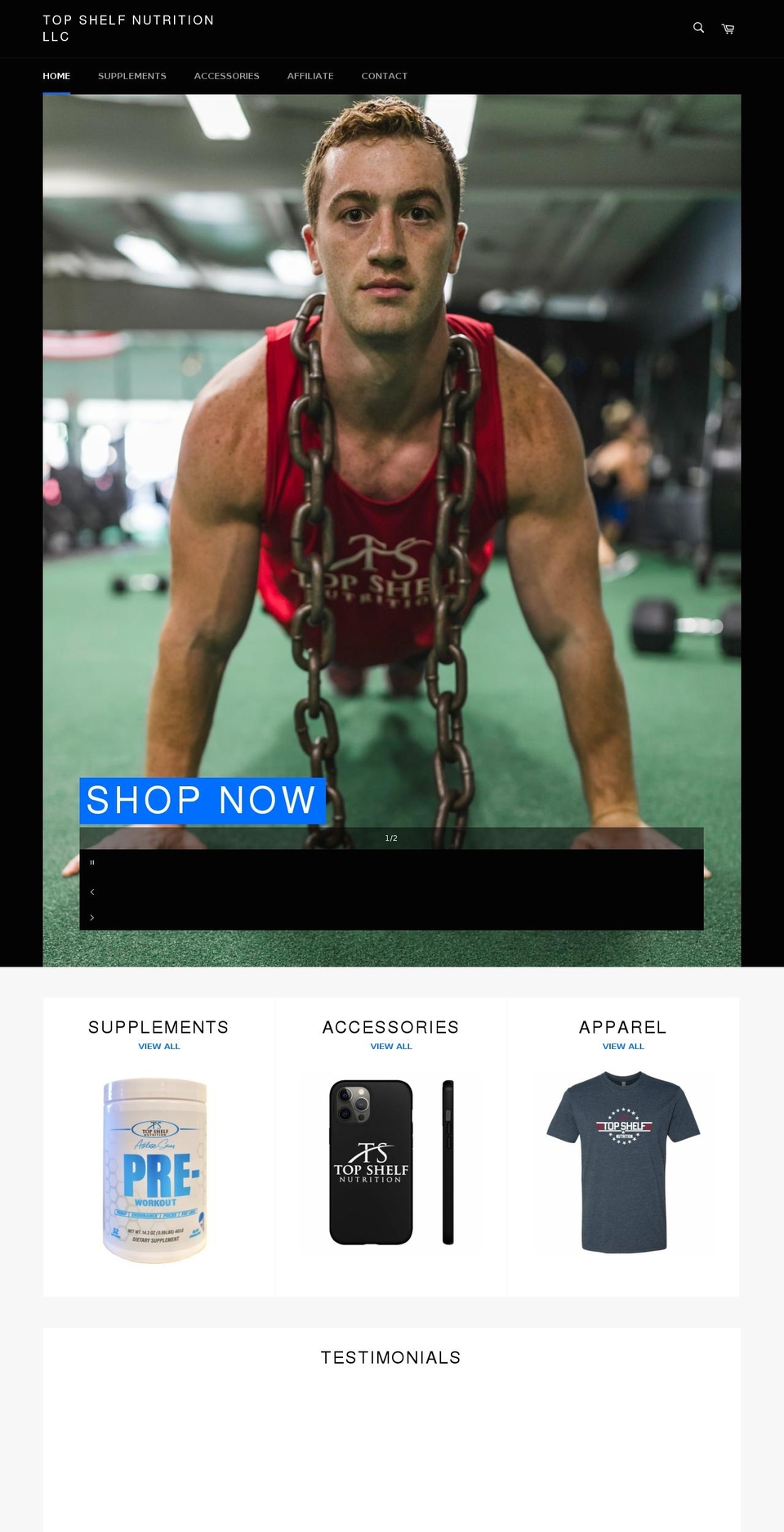 topshelfnutrition.co shopify website screenshot