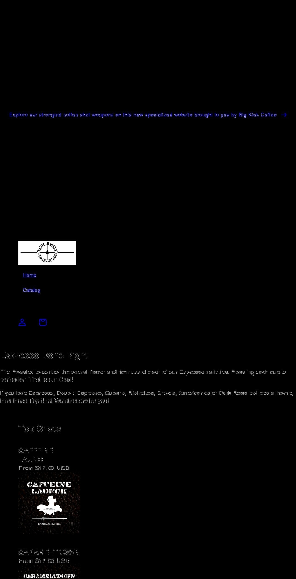topshotespresso.com shopify website screenshot