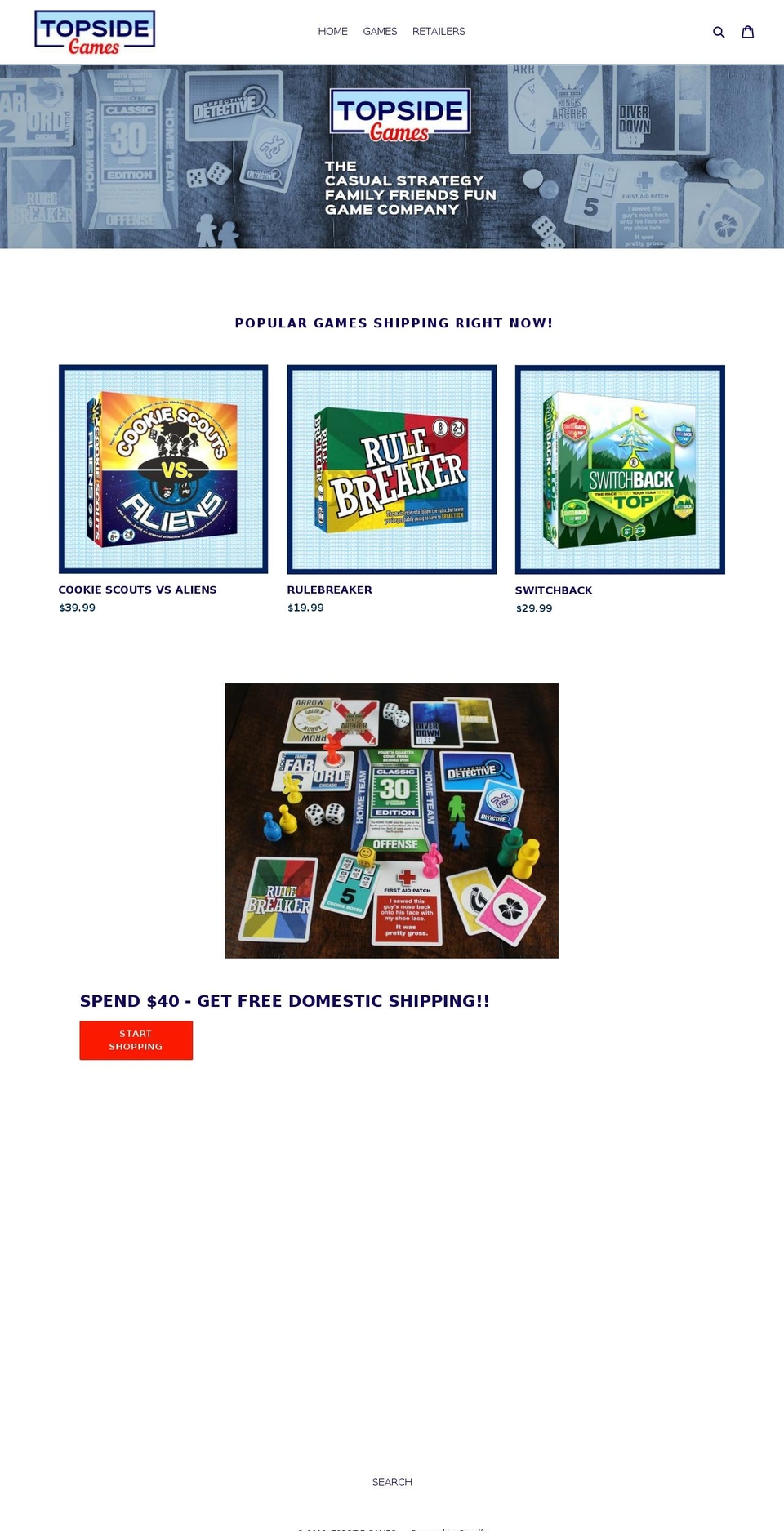 topsidegames.com shopify website screenshot
