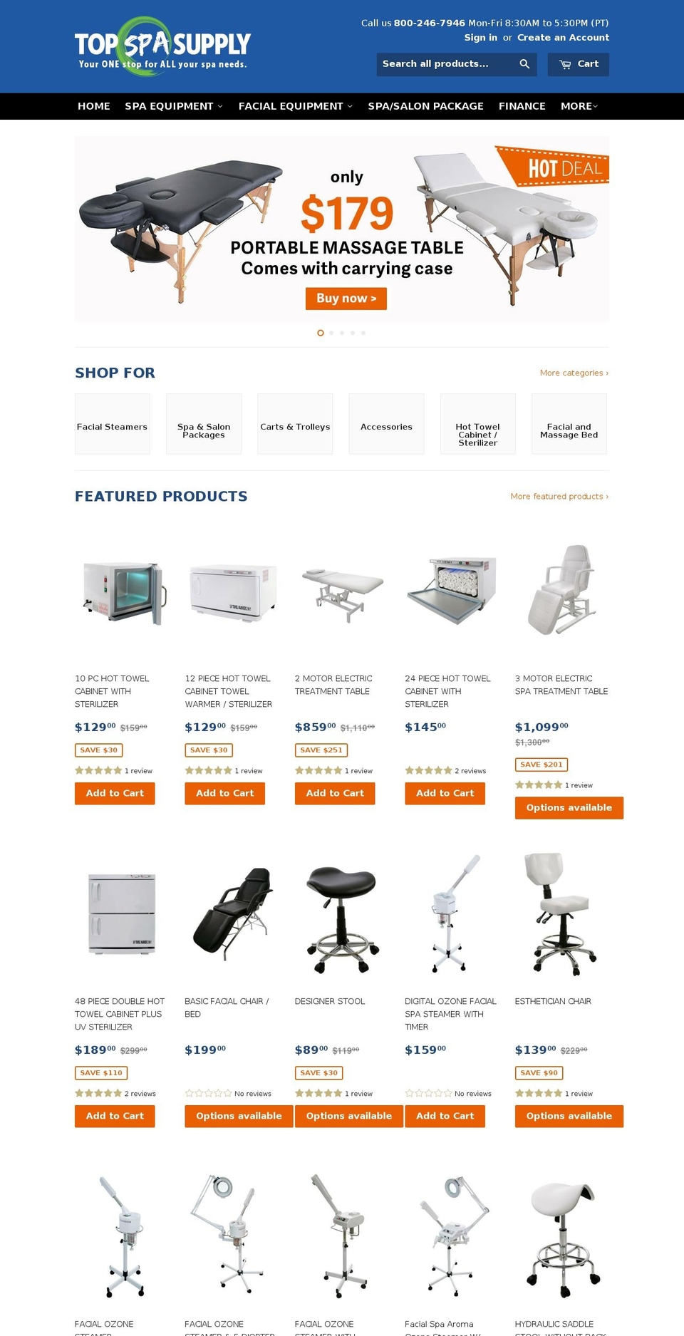 topspasupply.com shopify website screenshot