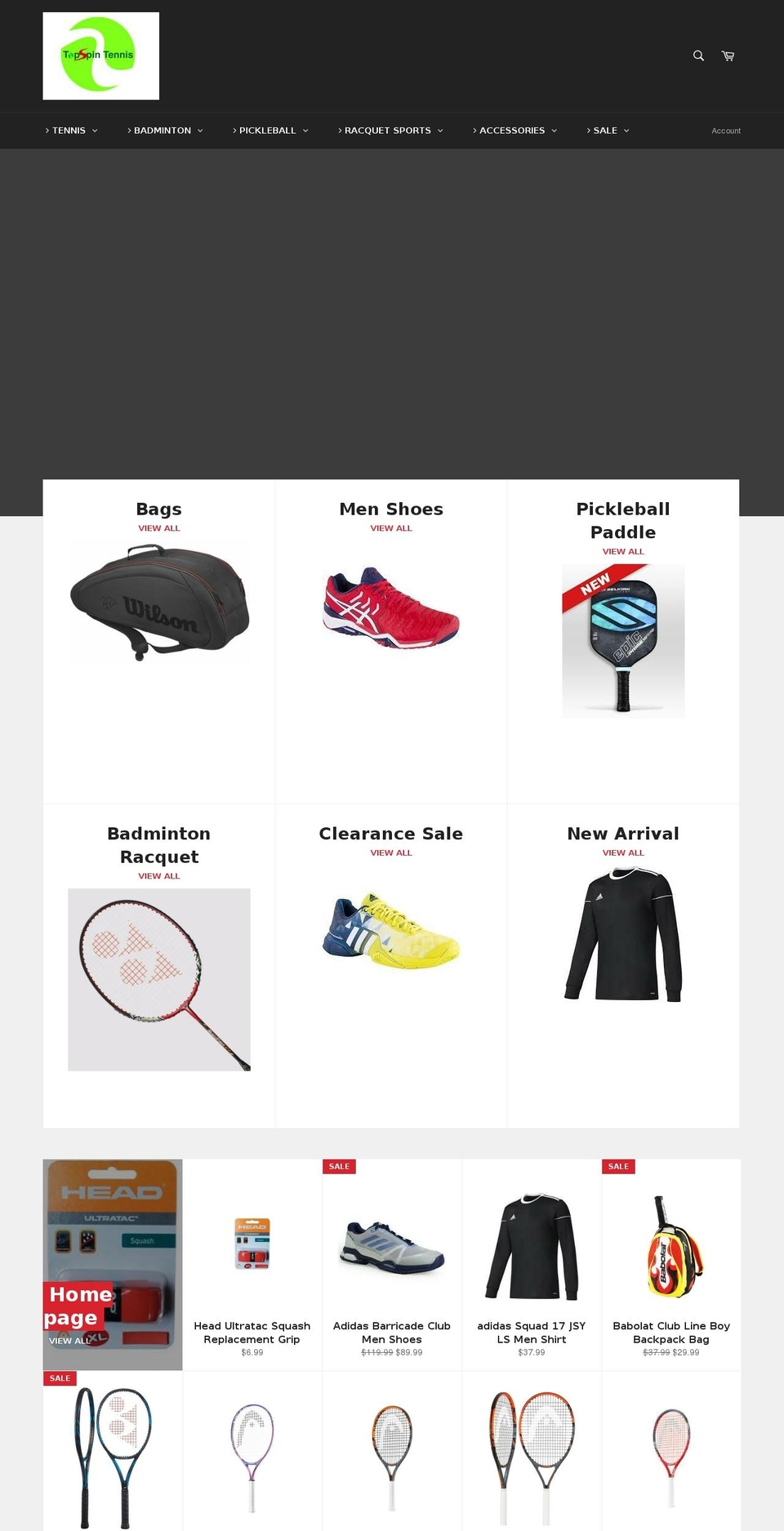 topspintennis.ca shopify website screenshot