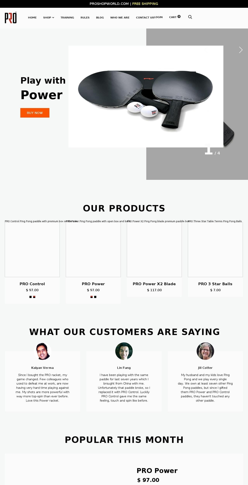 topspinworld.com — Shopify storefront screenshot