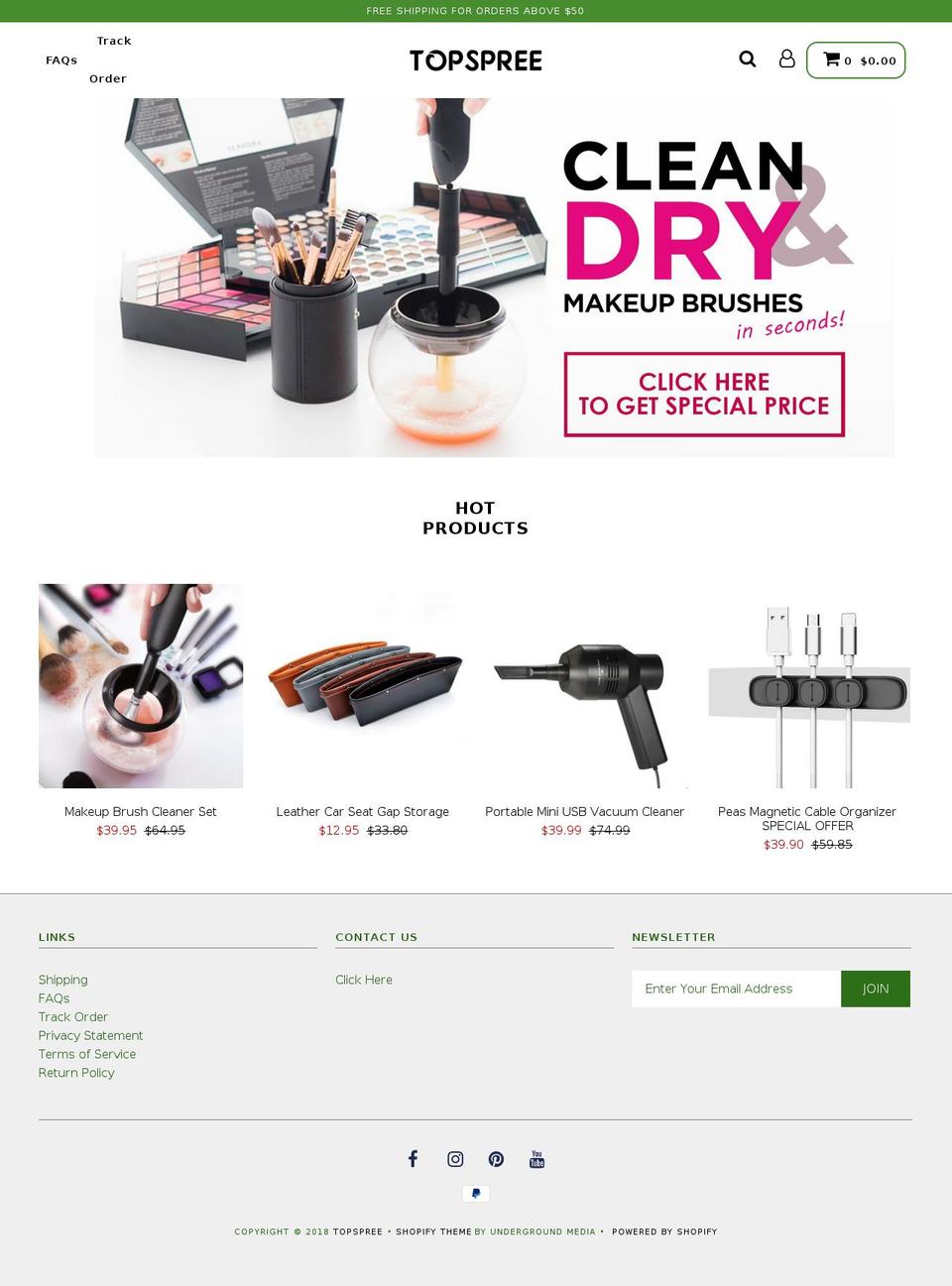 topspree.com — Shopify storefront screenshot