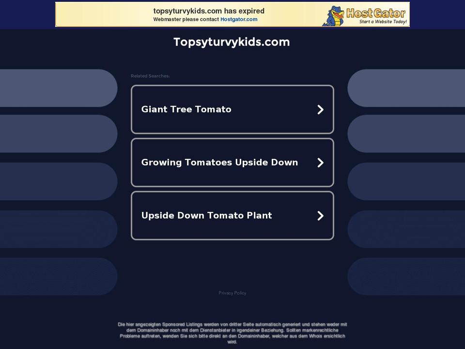 topsyturvykids.com shopify website screenshot