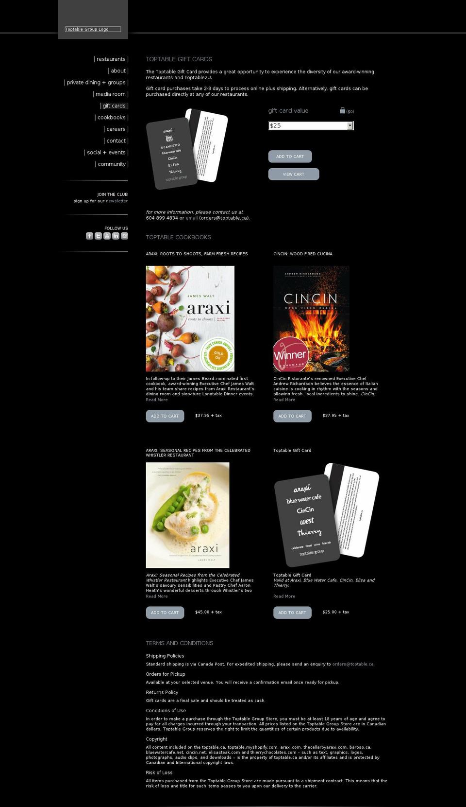 toptable.myshopify.com shopify website screenshot