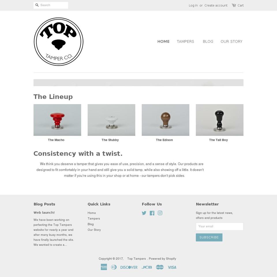toptampers.com shopify website screenshot