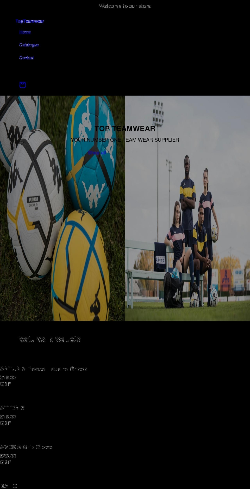 topteamwear.com shopify website screenshot