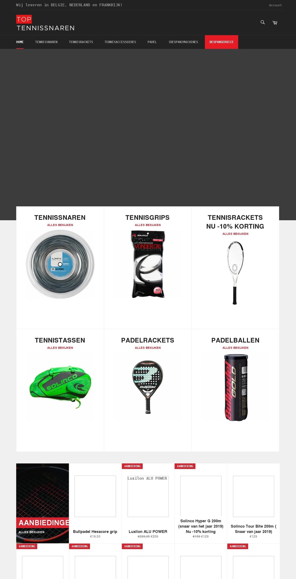 toptennissnaren.be shopify website screenshot