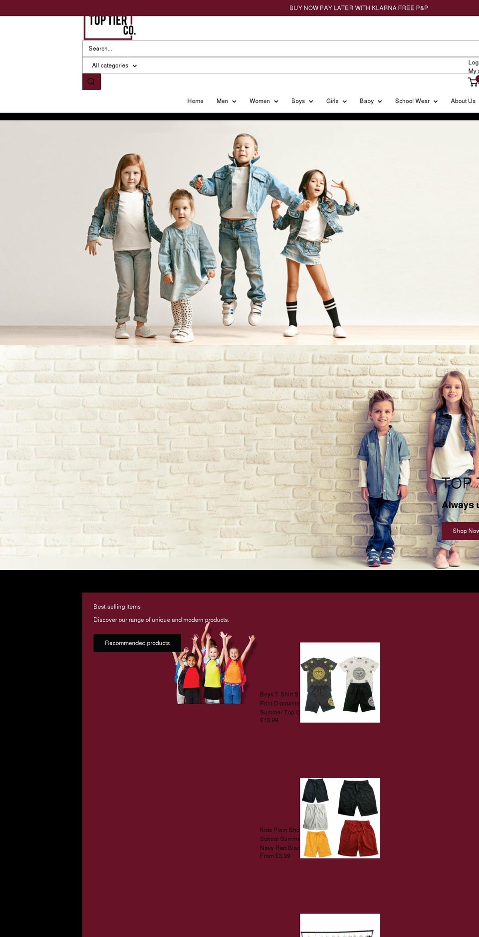 toptierclothing.com shopify website screenshot